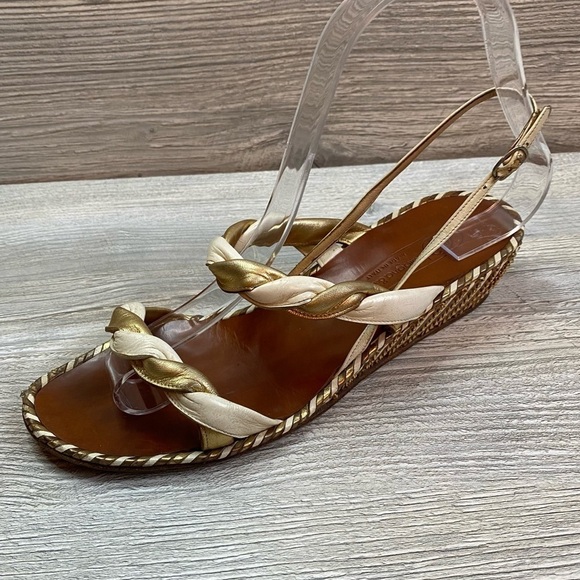 Vintage Bologna & Figli strappy twisted metallic chain designed sandals size 7 - Picture 1 of 12